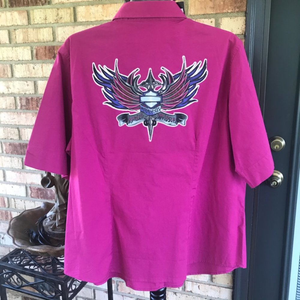 NWT Harley Davidson Pink Button Down 1X
